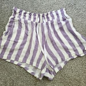 Purple and White Striped Shorts